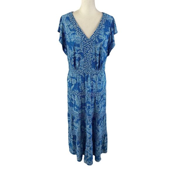Lauren Ralph Lauren Maxi Dress Women's 8 Floral Smocked Bodice Summer Boho Style - Picture 1 of 14